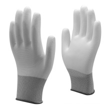 Knit Pu Palm Coated Assembly Inspection Anti-static Work Gloves Carbon Fiber Polyester General Purpose White OEM